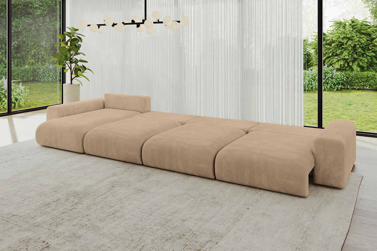 WOHNLANDSCHAFT mit Schlaffunktion ESKAR-U2-464x176x72cm Beige - Champagner/Beige, Holzwerkstoff/Kunststoff (176/72/464cm) - ALTDECOR