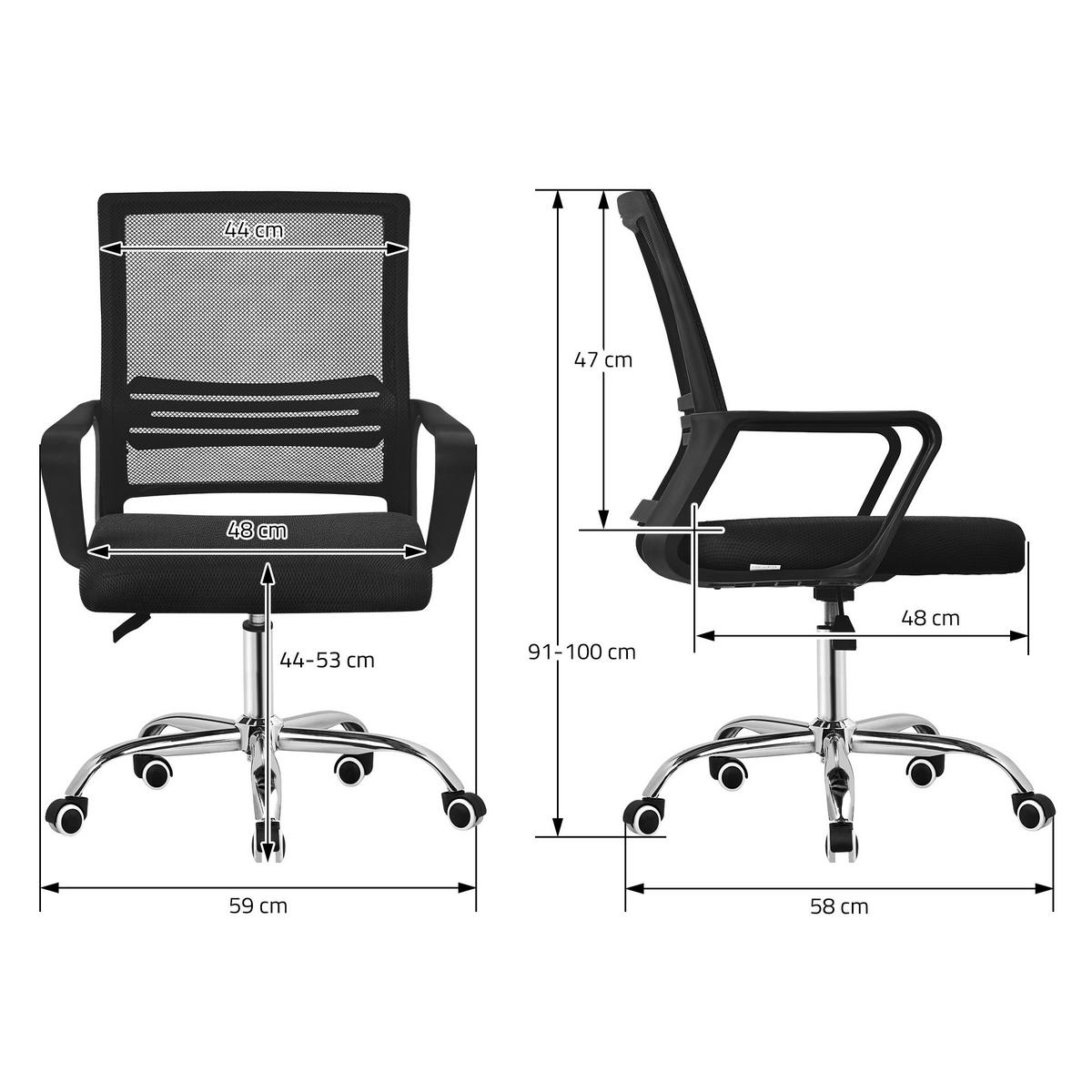 ERGONOMICKÁ kancelářská židle, černá, s síťovým opěradlem a ocelovou konstrukcí - černá/chromová, kov/textil (59/100/58cm) - ML-DESIGN