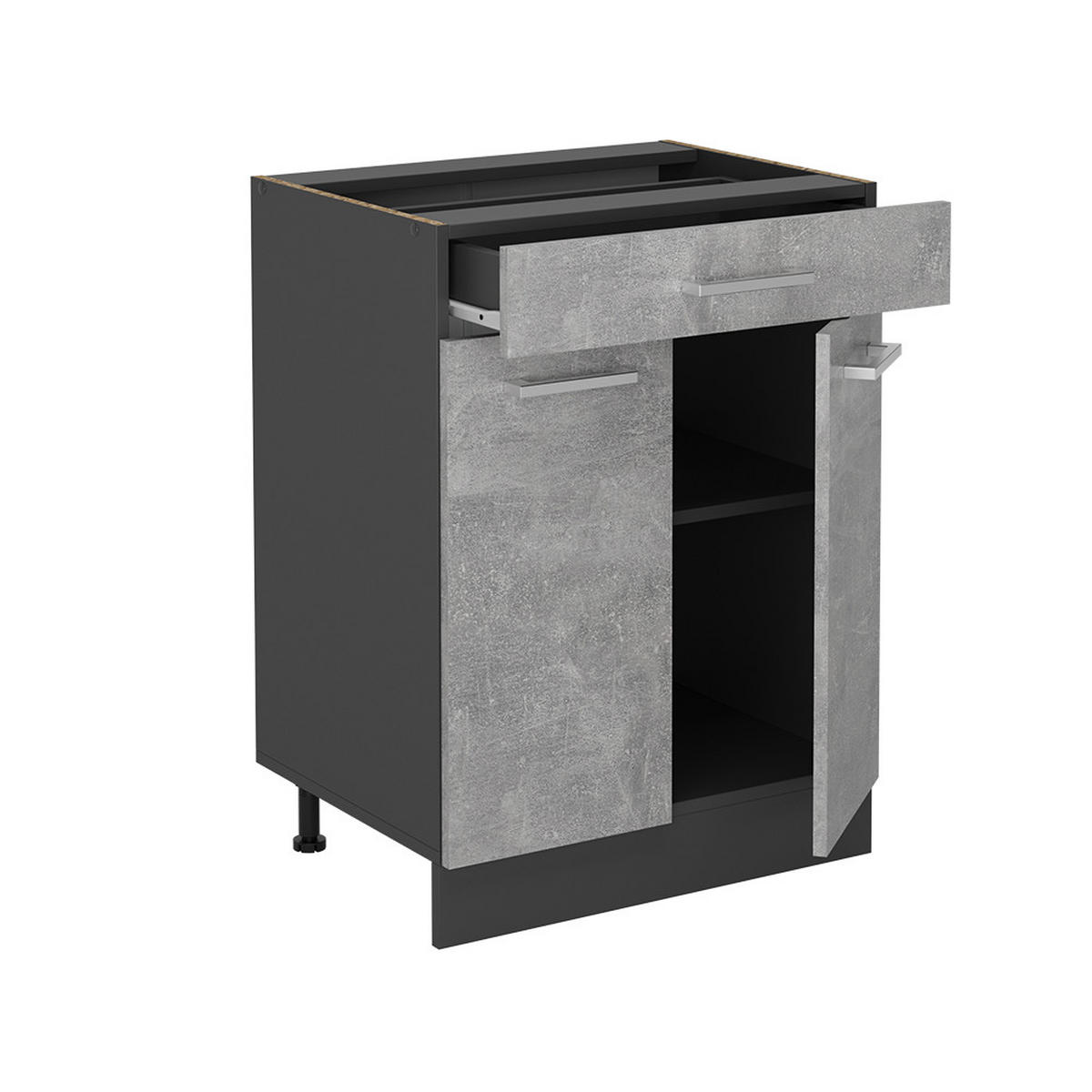 KÜCHENUNTERSCHRANK R-Line Beton 60 cm , AP Anthrazit - Schieferfarben/Anthrazit, Holzwerkstoff (60/81.6/60cm) - Vicco