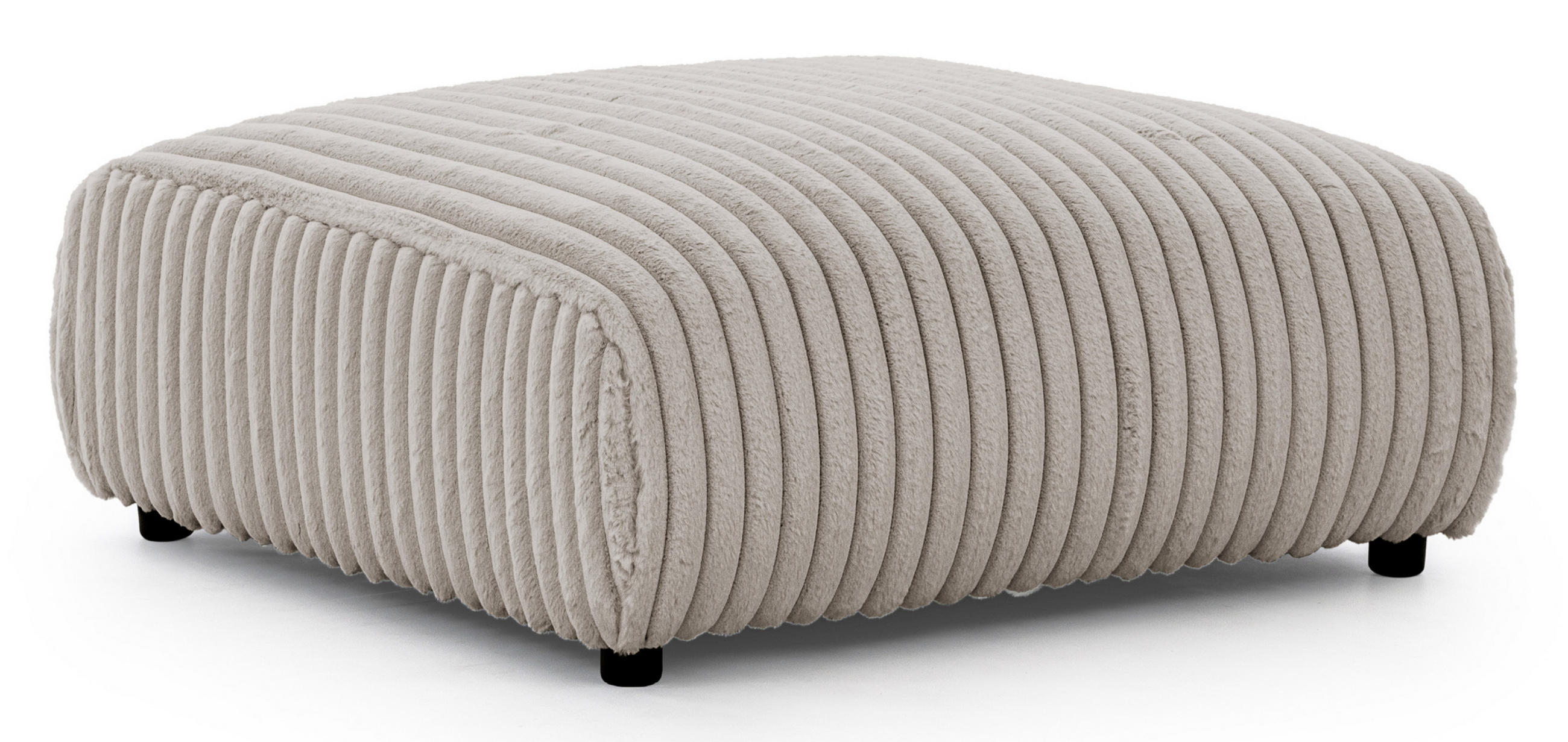HOCKER Mollis Hellgrau Plüschcord - Hellgrau/Schwarz, Holz/Kunststoff (88/39/88cm) - S-Style Möbel