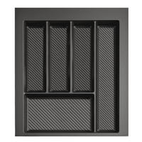 BESTECKEINSATZ kürzbar, Breite 34-40cm, Schublade 45cm, Tiefe 42-49cm - Anthrazit, Kunststoff (40/5.5/49cm)