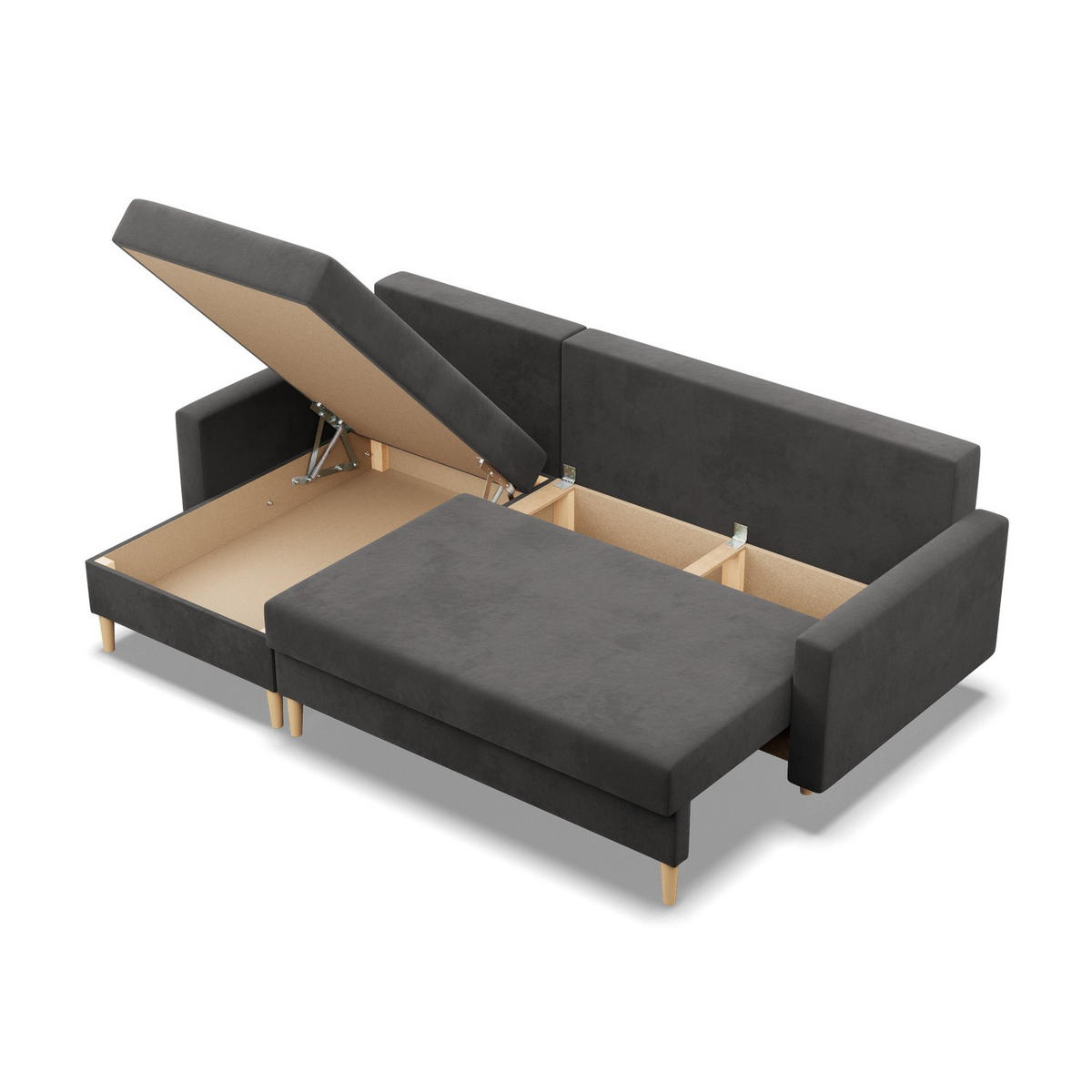ECKSOFA MIT SCHLAFFUNKTION BLANK, Grau - Grau, Textil (223/140cm) - Mebligo