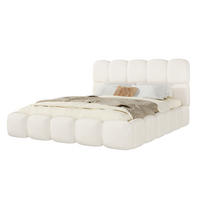 POLSTERBETT Weiß Bouclé 160x200 Lattenrost Kopfteil - Weiß, Leder (160/200cm) - FLIEKS