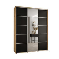 SCHWEBETÜRENSCHRANK 235,2/190/60 3-türig - Silberfarben/Schwarz, Holz/Metall (190/235/60cm) - Abiks Möbel