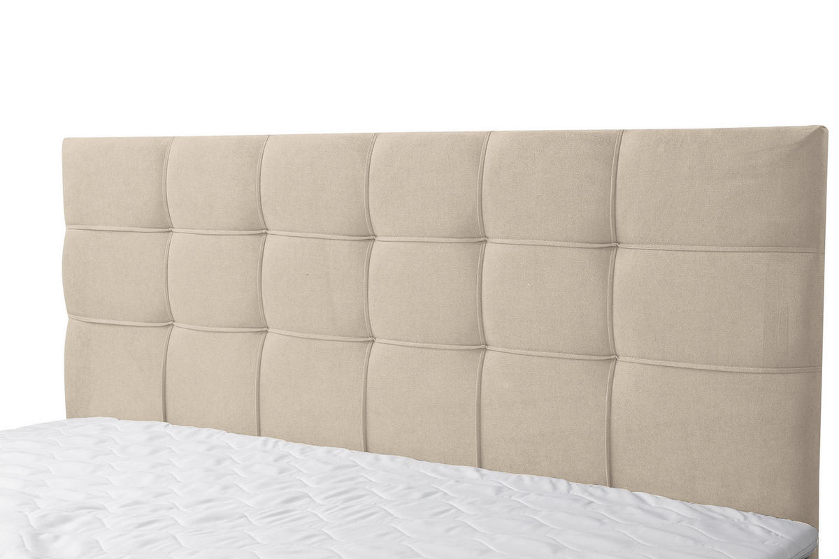 BOXSPRINGBETT BOSS, Polsterbett Maße: 140x200 cm, Farbe: Beige, Velourstoff, Doppelbett mit Bonell-Matratze H3 inkl. Topper - Beige, Holz/Kunststoff (140/200cm) - VENASI MÖBEL