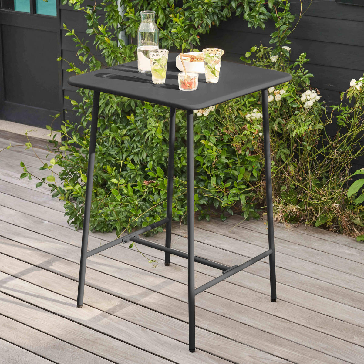 STEHTISCH, Grau - Grau, Metall (70/70/105cm) - Oviala