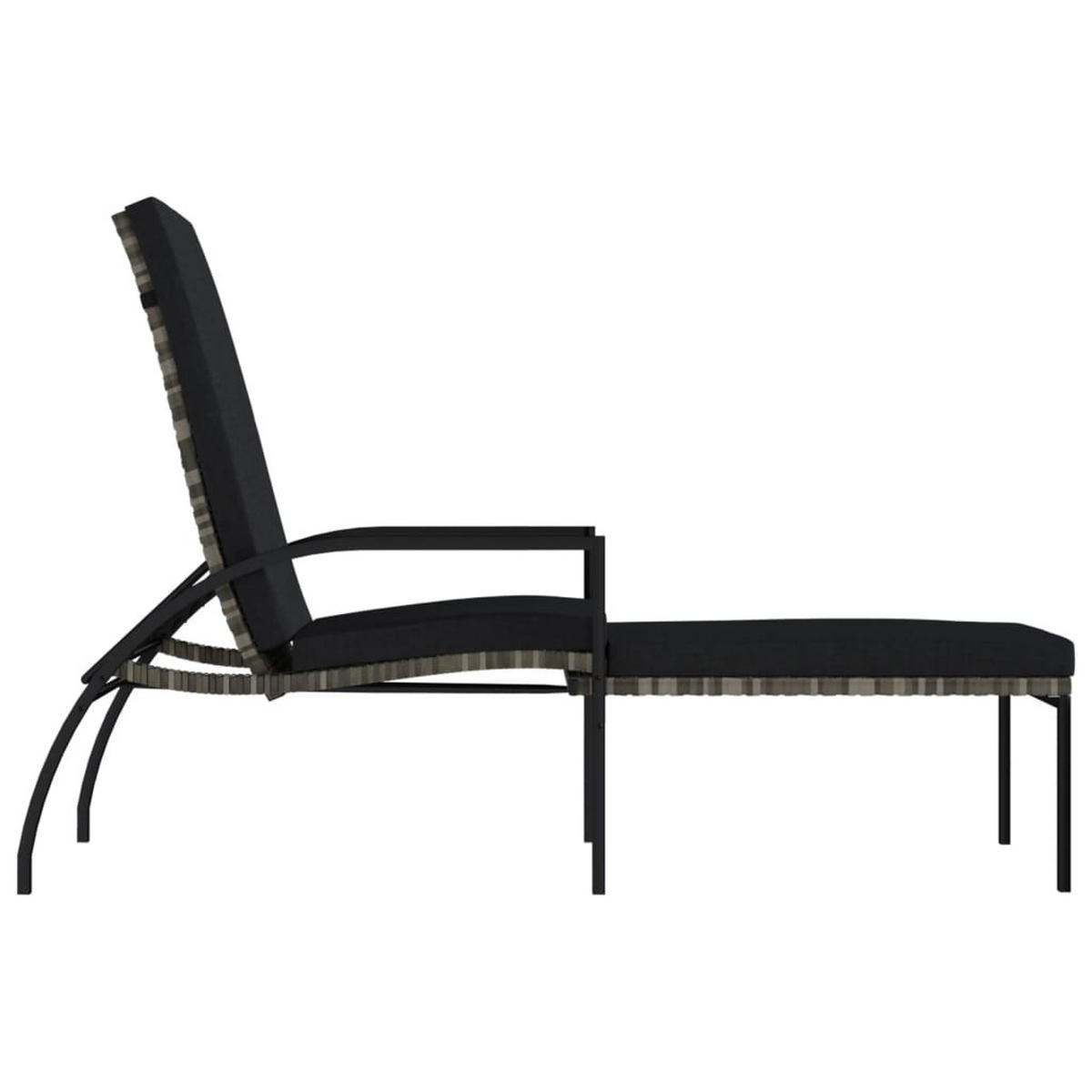 SONNENLIEGEN 2 Stk. mit Fußhocker PE-Rattan Grau - Grau, Kunststoff (60/102/195cm) - furnicato