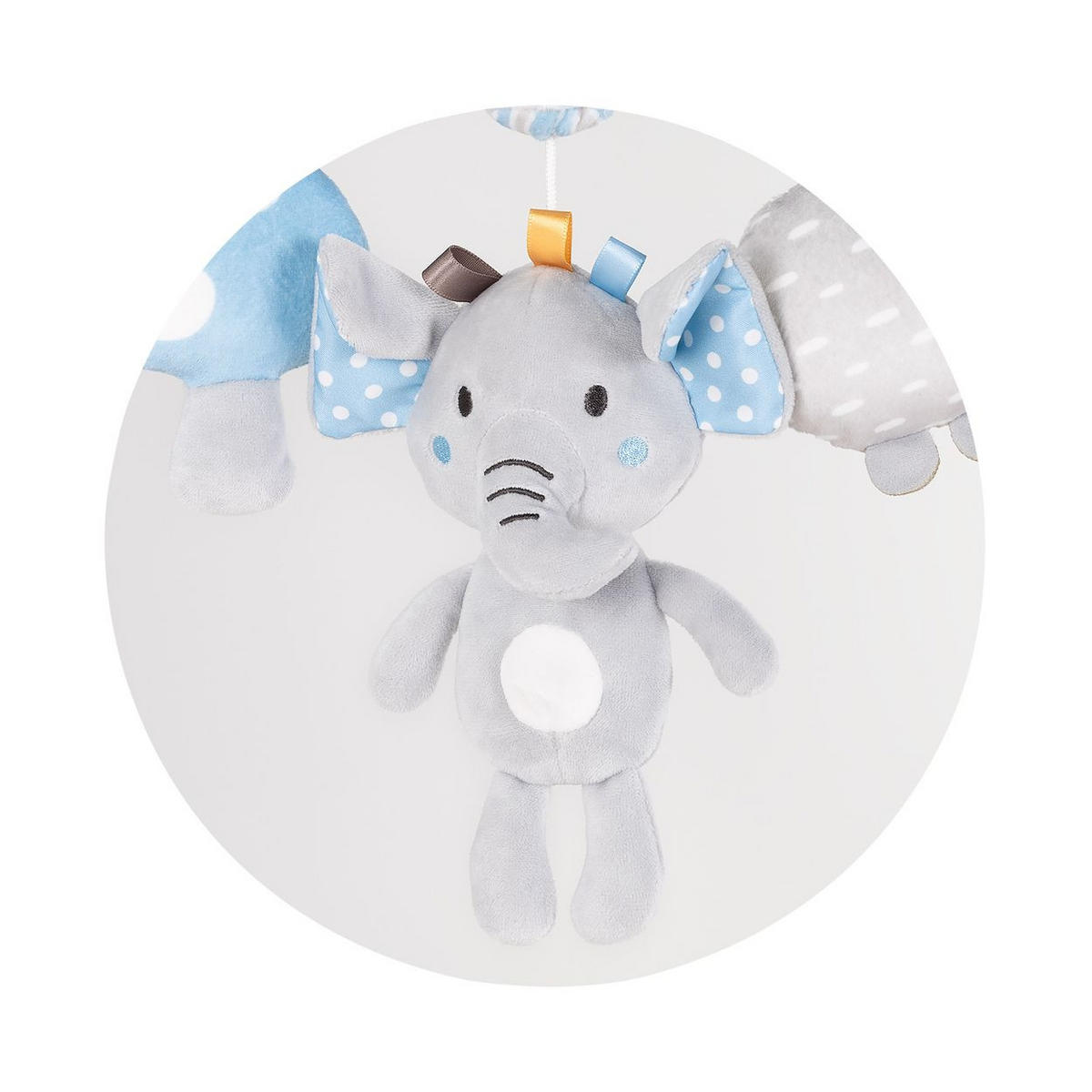 MUSIKMOBILE happy Elefant blau 360° Drehung, 35 Melodien, Plüschtiere, ab Geburt, Plüschfiguren - Blau, Kunststoff (38/61/22cm) - Chipolino