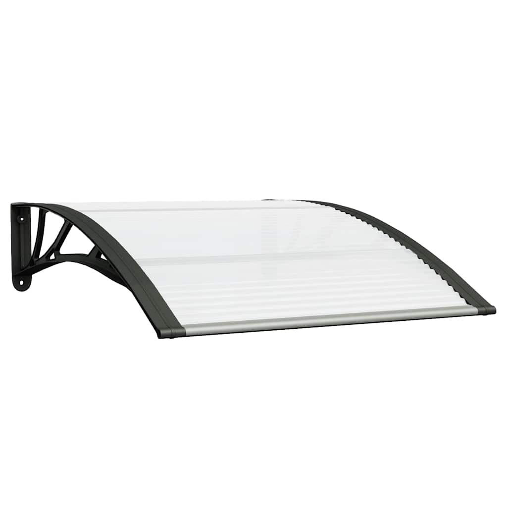 TÜRVORDACH Schwarz und Transparent 100x75 cm Polycarbonat - Schwarz, Textil (100/23/75cm) - furnicato