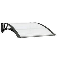 TÜRVORDACH Schwarz und Transparent 100x75 cm Polycarbonat - Schwarz, Textil (100/23/75cm) - furnicato