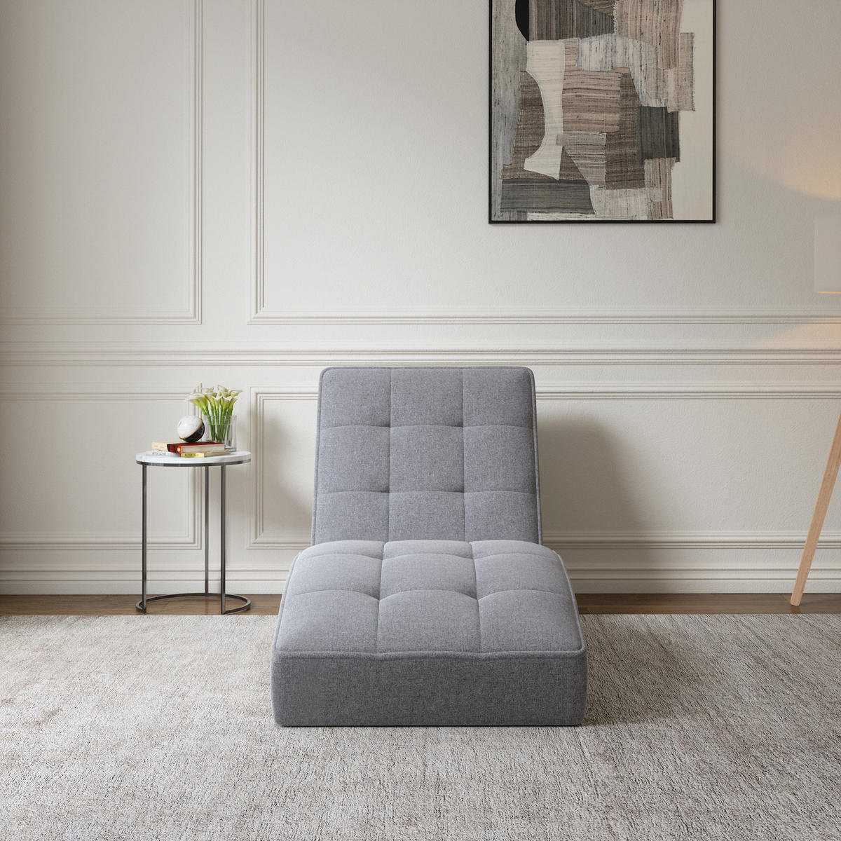 CHAISELONGUE - Livano - Grau (Twist 19) - Grau, Holzwerkstoff (73/79/170cm) - Möblo