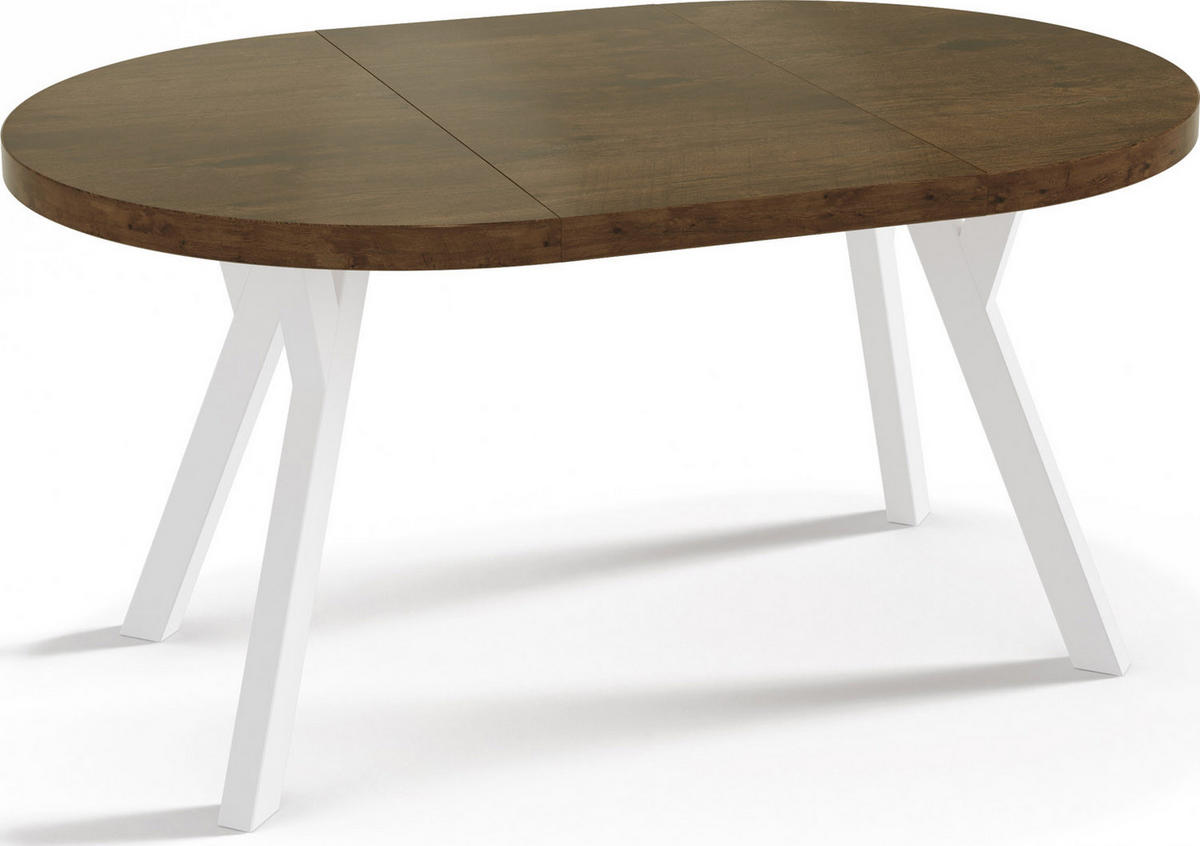 ESSTISCH Twixy runder ausziehbarer, Lefkas Eiche 100-150/100/76 cm - Alteiche/Weiß, Holz/Holzwerkstoff (100/100/76cm) - WFL GROUP