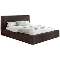 POLSTERBETT Merlin mit Bettkasten, Metall-Lattenrost & hohem Kopfteil in Braun Boucle 200x200 cm - Birkefarben/Schwarz, Kunststoff/Textil (200/200cm) - WFL GROUP