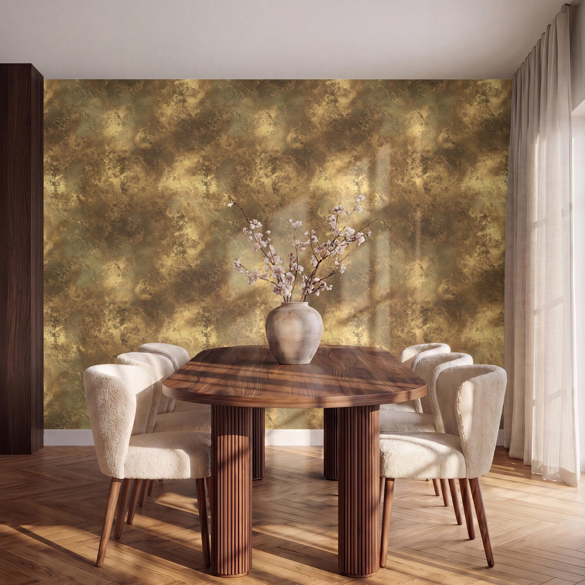 TAPETE - Antik - Metallic-Look - Gold - 280x200 cm - Messingfarben, Papier (280/200cm) - OnlyWow