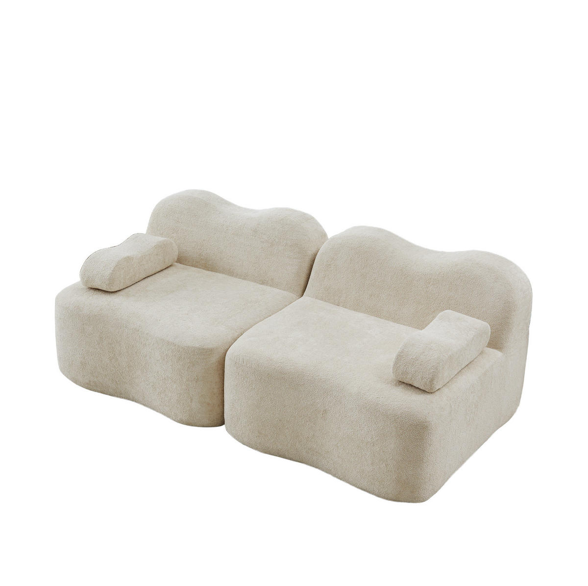 SOFA modular Beige Samt ohne Montage - Beige, Holzwerkstoff (98/70/192cm) - Meubliv