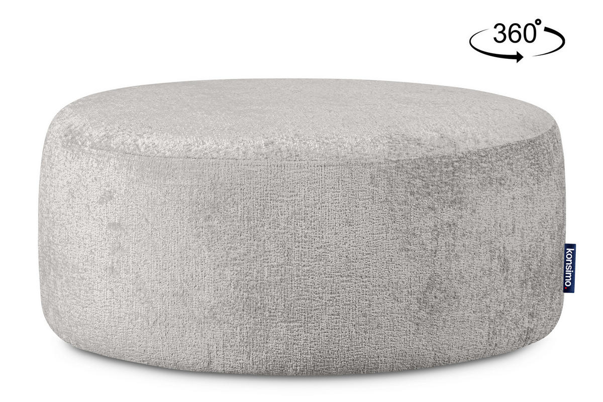 SITZHOCKER RAGGI mit 360° Drehfunktion, Aschgrau - Hellgrau/Grau, Textil (80/36/80cm) - KONSIMO®