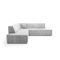 ECKSOFA TESSO II L-S Grau Kordstoff mit Schlaffunktion - Grau, Holz (254/254cm) - MASSENO