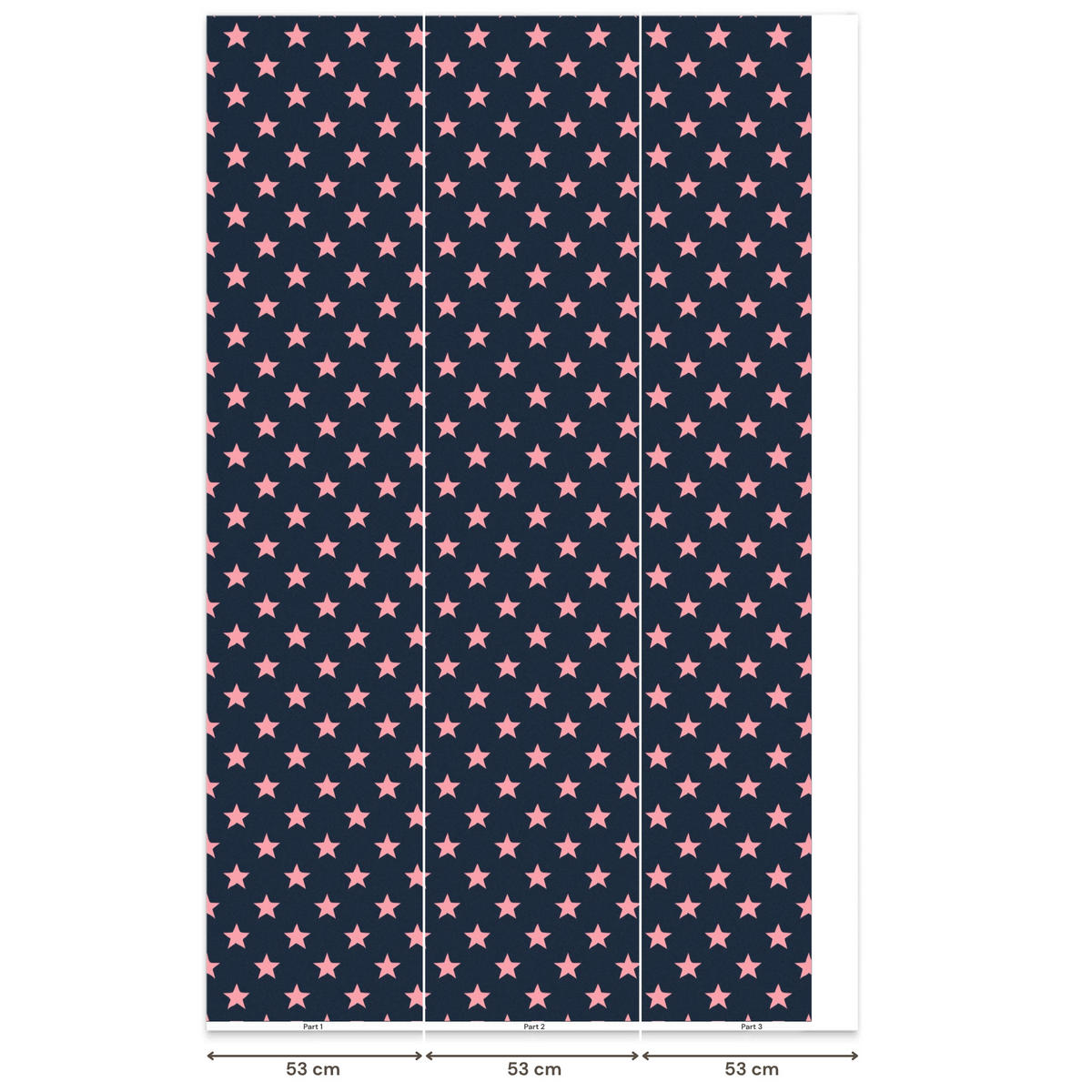 KINDERTAPETE - Muster - Sterne - Rosa - 140x240 cm - Anthrazit, Papier (140/240cm) - OnlyWow