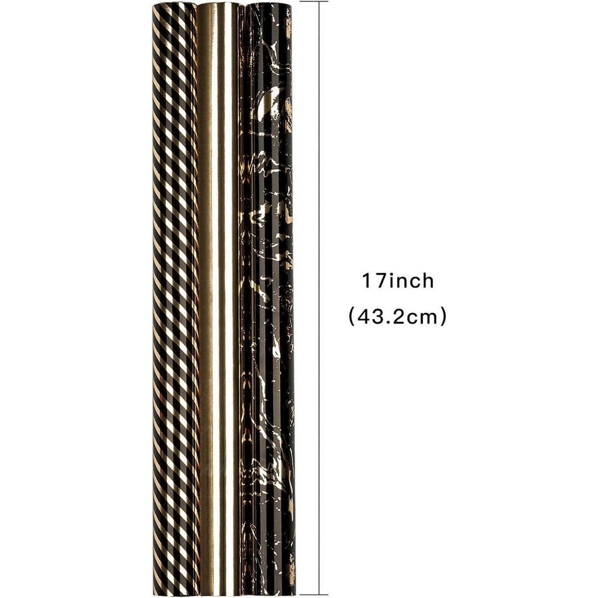 GESCHENKPAPIER 3-teiliges Set Schwarz-Gold 43,2 cm x 3,05 m - Multicolor, Papier (43/305/305cm)