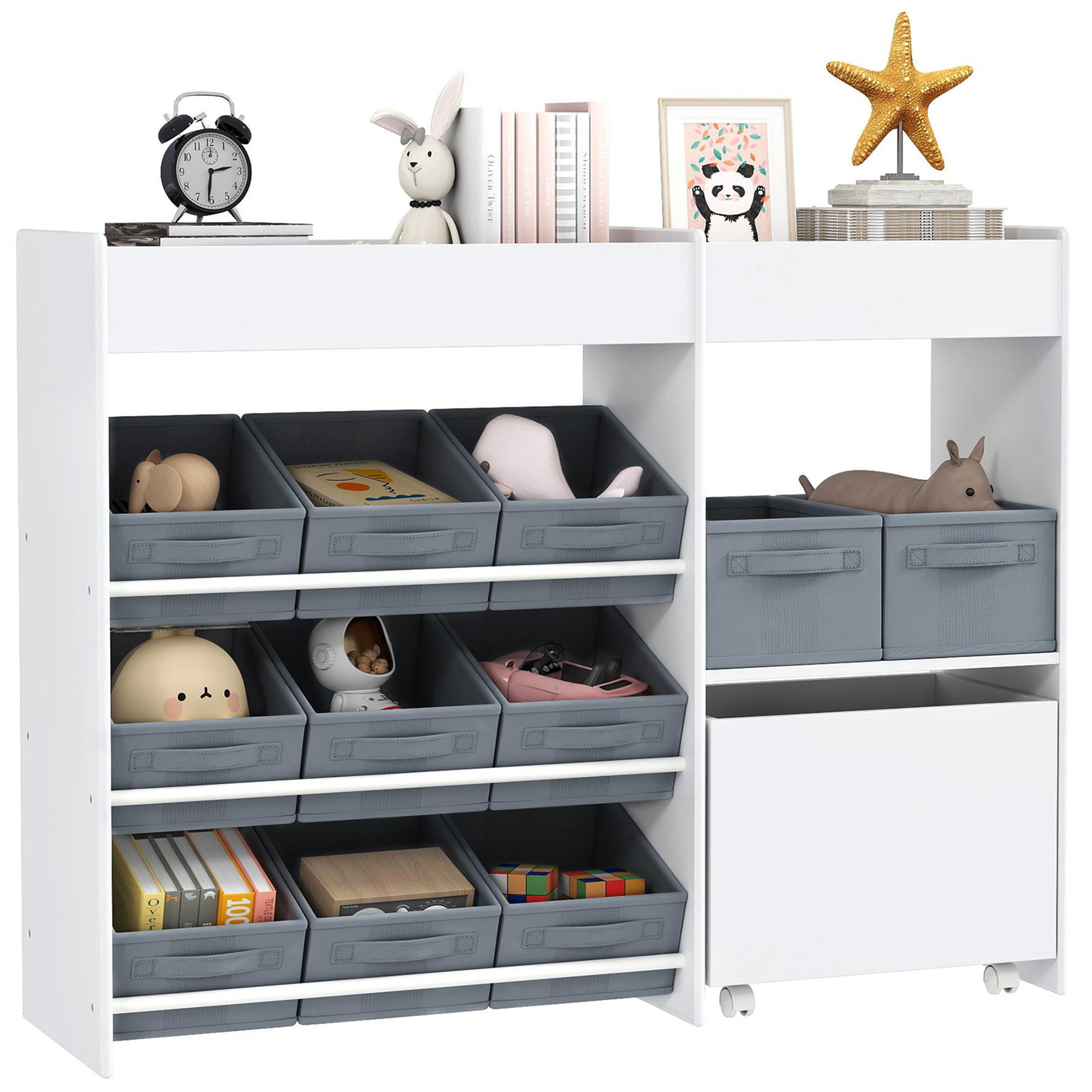 KINDERREGAL - Weiß, Holzwerkstoff/Kunststoff (30/80/105cm) - AIYAPLAY