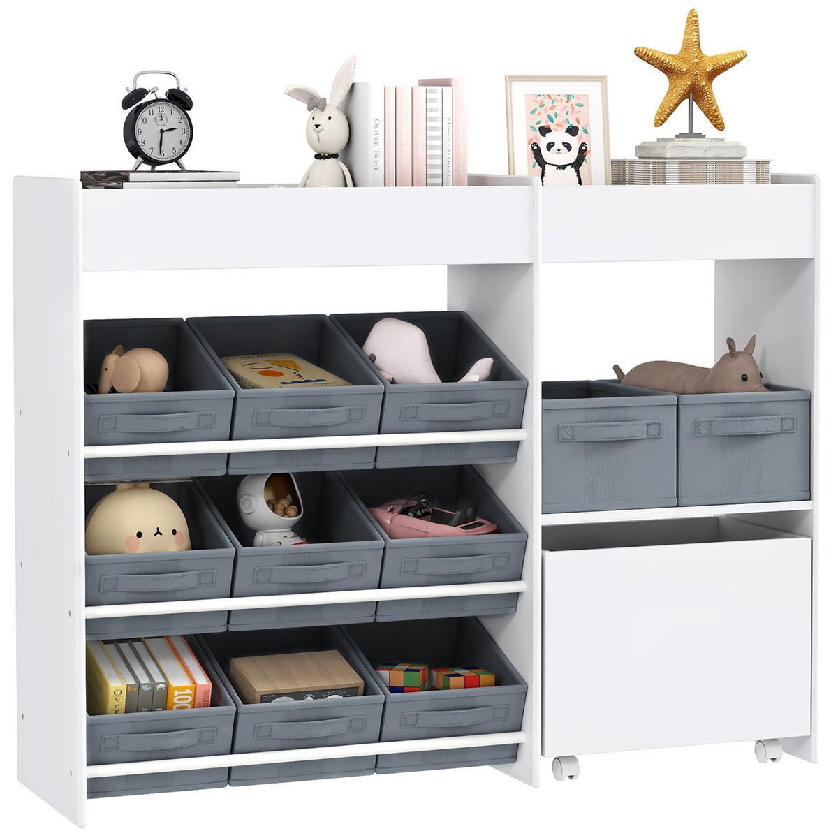 KINDERREGAL - Weiß, Holzwerkstoff/Kunststoff (30/80/105cm) - AIYAPLAY