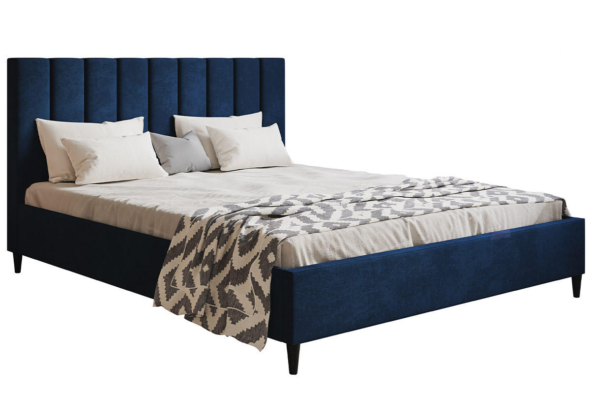 BETT Blau LUXO 2 Gepolstert Auf Hohen Beinen 180x200 cm - Dunkelblau, Textil (180/200cm) - Sepro Meble
