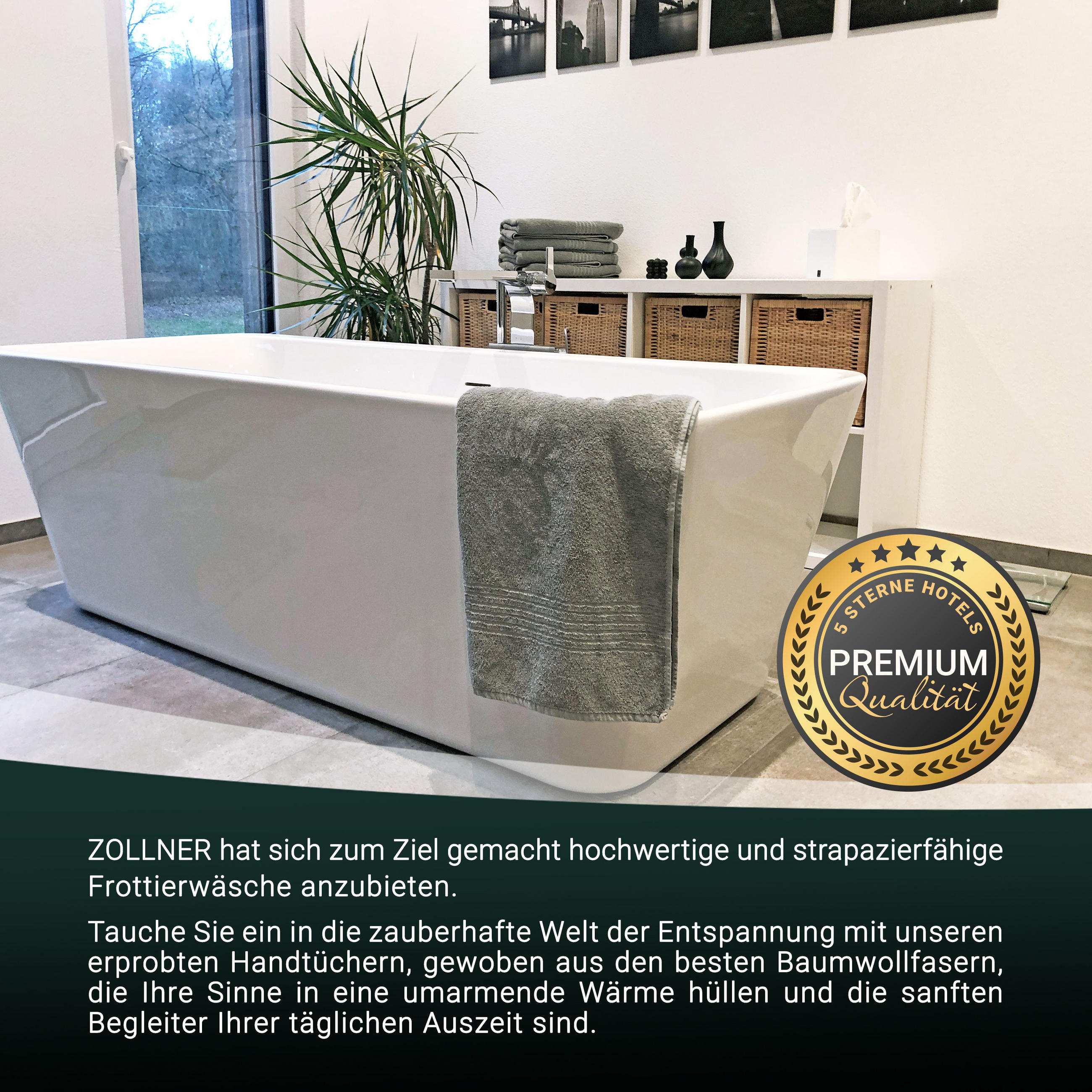 Thumbnail - Zollner Duschtücher,, Grau, Textil, 70x140 cm, Oeko-Tex® Standard 100, Badtextilien, Duschtücher