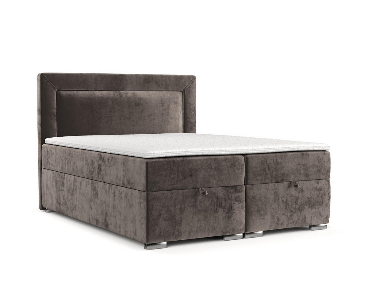 BOXBETT Lontano 120/200 cm Braun im Lotta Stoff - Chromfarben/Braun, Holz/Holzwerkstoff (120/200cm) - AltaBeds