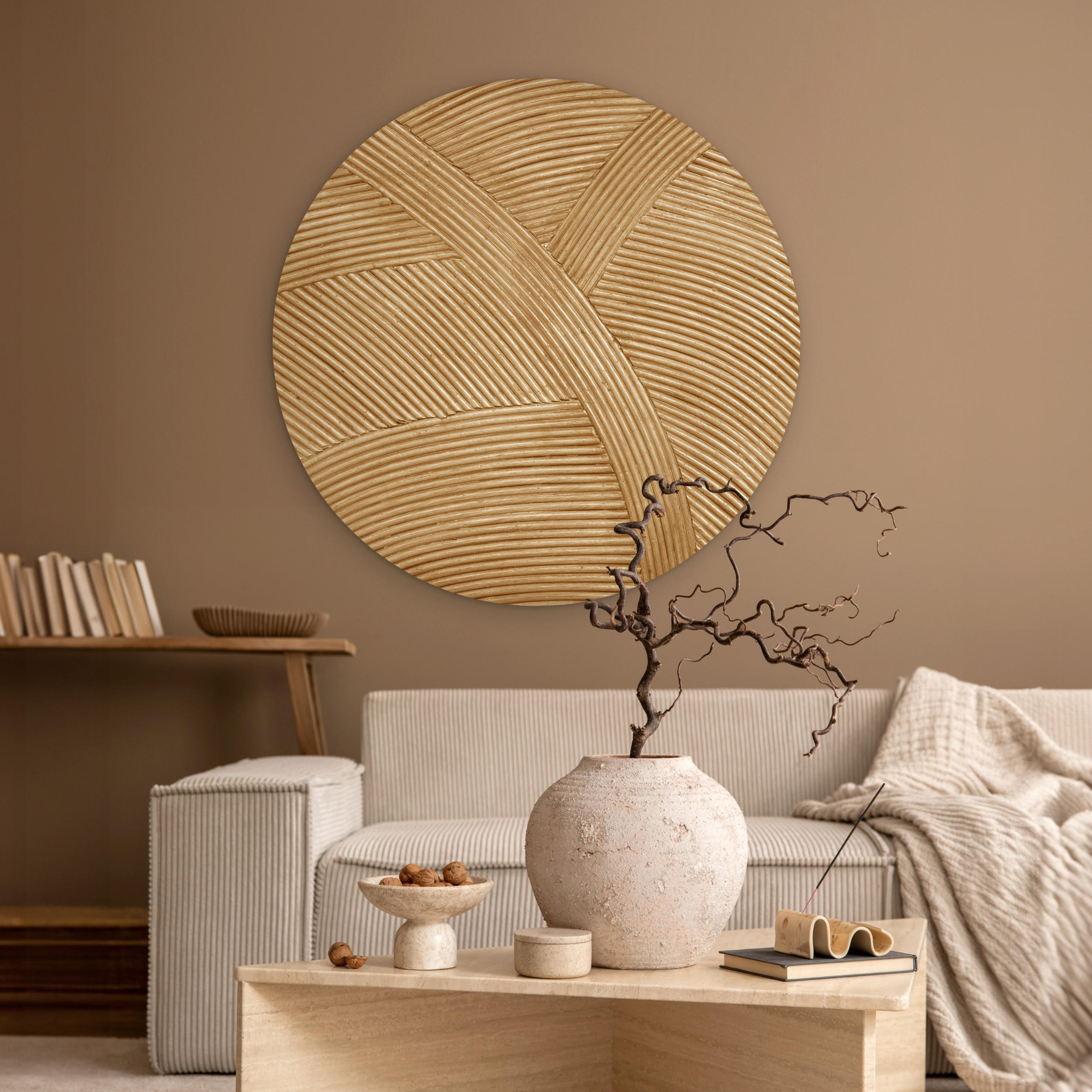 WANDBILD Struktur - Natur - Kunst - Rattan 90x90 cm - Naturfarben, Kunststoff (90/90cm) - MuchoWow