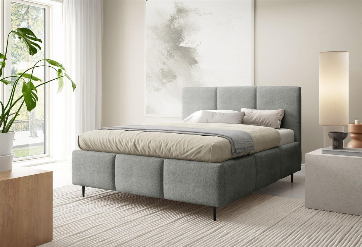 POLSTERBETT Miami - Grau, Holzwerkstoff/Textil (160/200cm) - Fun Möbel