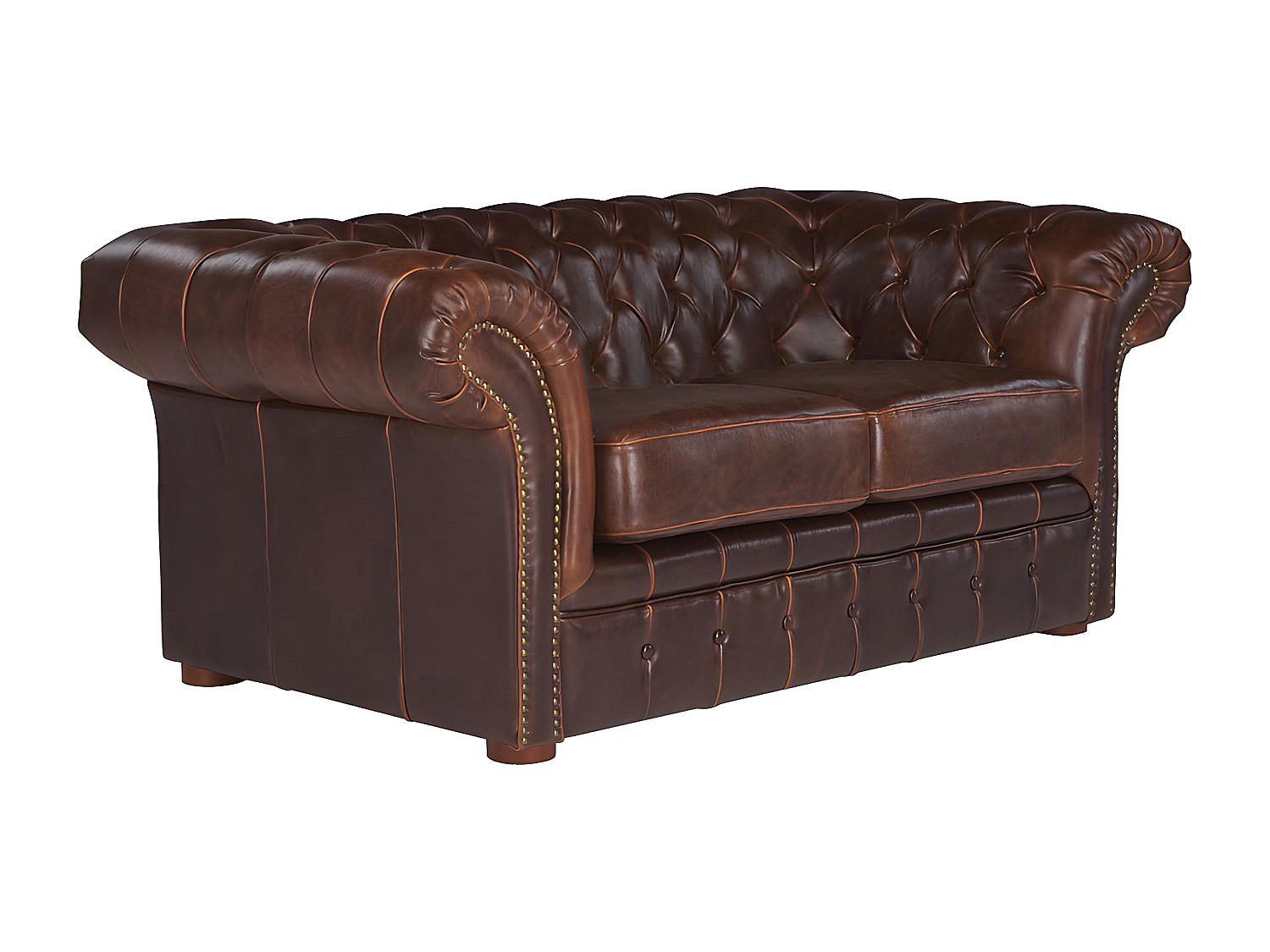 CHESTERFIELD Ledersofa 2-Sitzer - Vintage Leder - Braun - CLOTAIRE - Braun, Leder (173/73/90cm) - Vente-Unique
