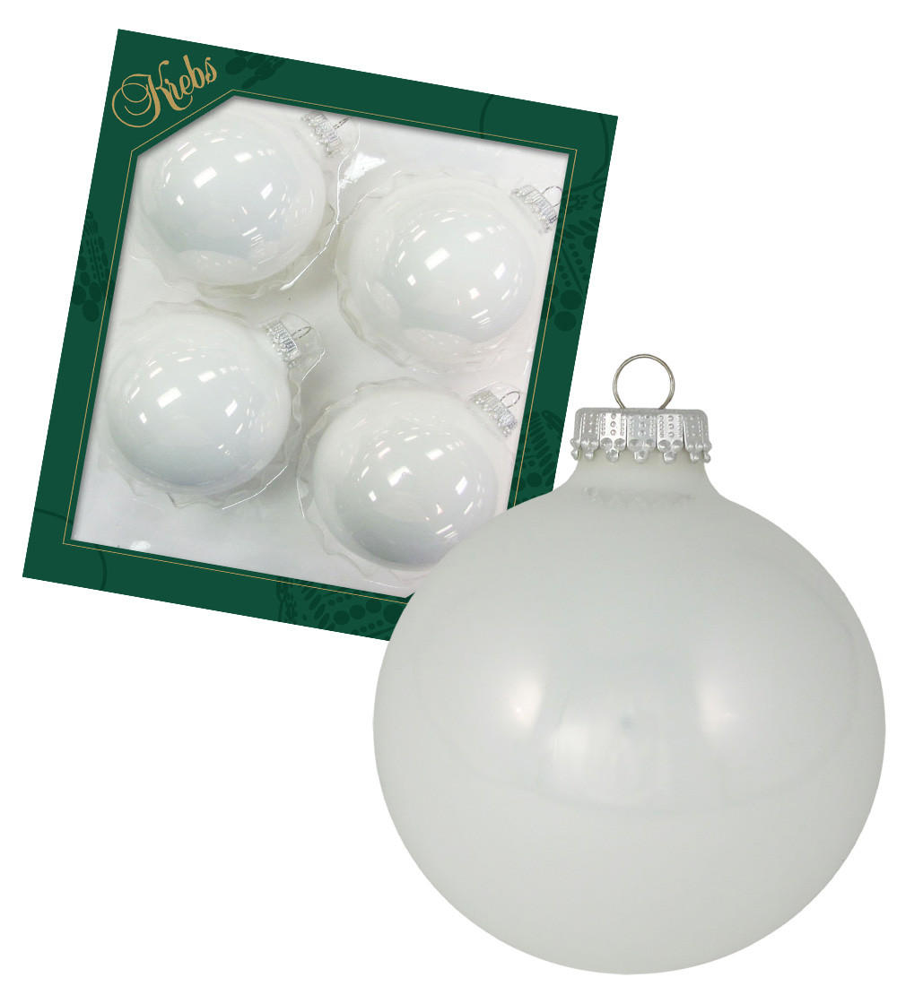 CHRISTBAUMKUGELN Uni-Design Emilia Weiß 8cm (Glas / 4 Stk.) - Weiß, Glas (8/8/8cm) - Krebs Glas Lauscha