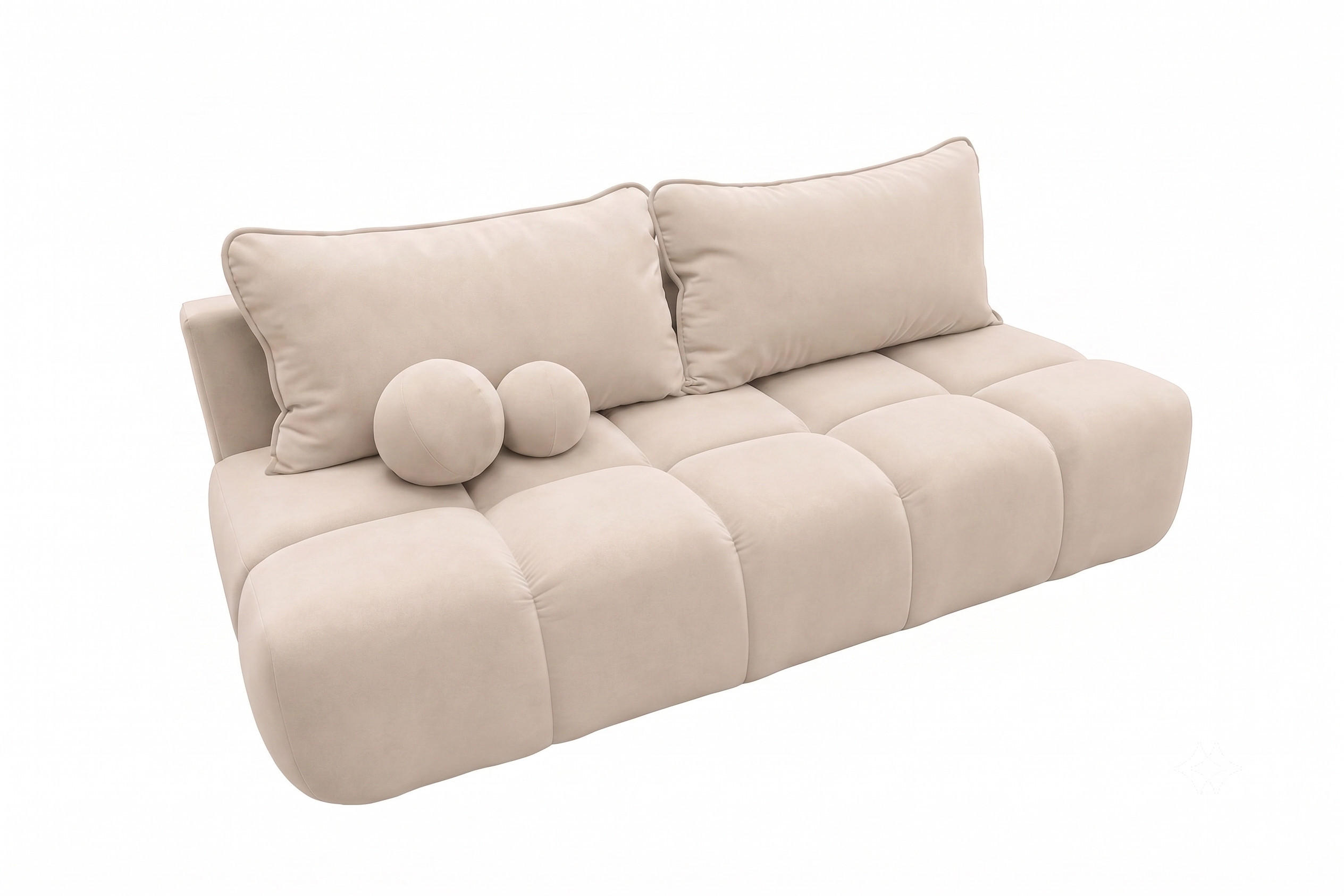 SOFA Mit Schlaffunktion Und Bettkasten, Veloursstoff Bluvel, Creme, COCO - Creme, Holz (205/97/105cm) - Kaiser Möbel