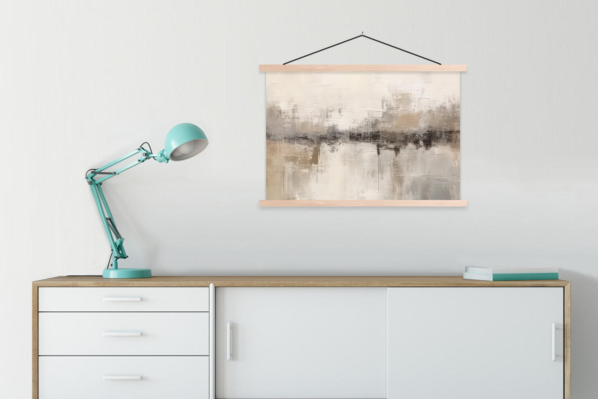 POSTER Moderne Kunst - Abstrakt - Beige 90x60 cm - Beige, Textil (90/60/0.15cm) - MuchoWow