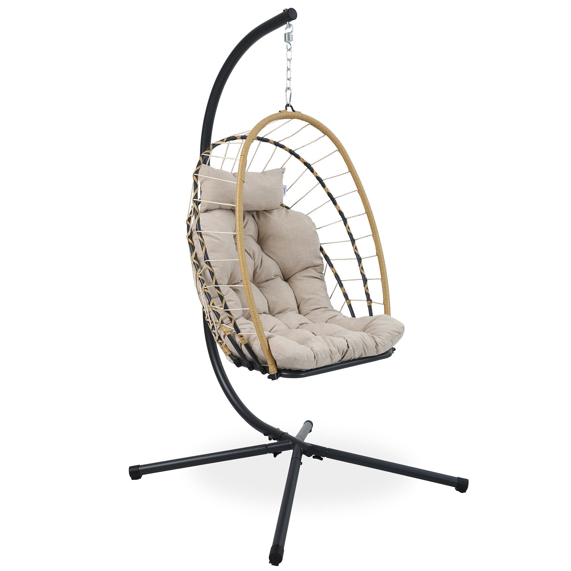 ZÁVĚSNÉ KŘESLO Mykonos se stabilním ocelovým rámem, 109 cm, béžové - béžová, kov (109/192/124cm) - Beautysofa