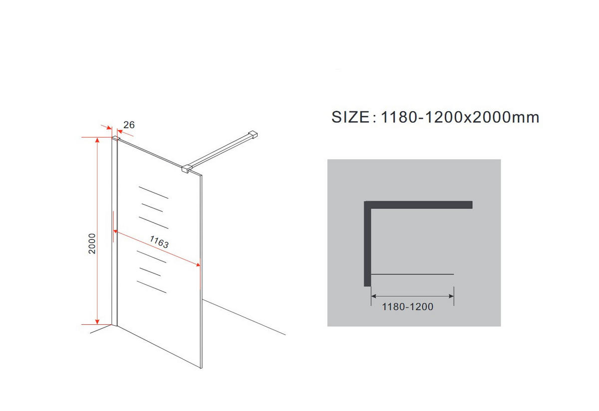 DUSCHWAND AQUOS-SPEZIAL Klar 118-120 x 200 cm 10 mm ESG - Klar, Glas (118/200cm) - Glasdeals