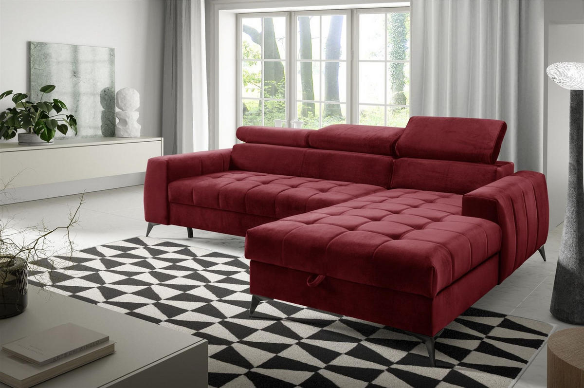 ECKSOFA Agnesa Xs In Salvador - Rot, Holzwerkstoff/Textil (260/200cm) - Fun Möbel