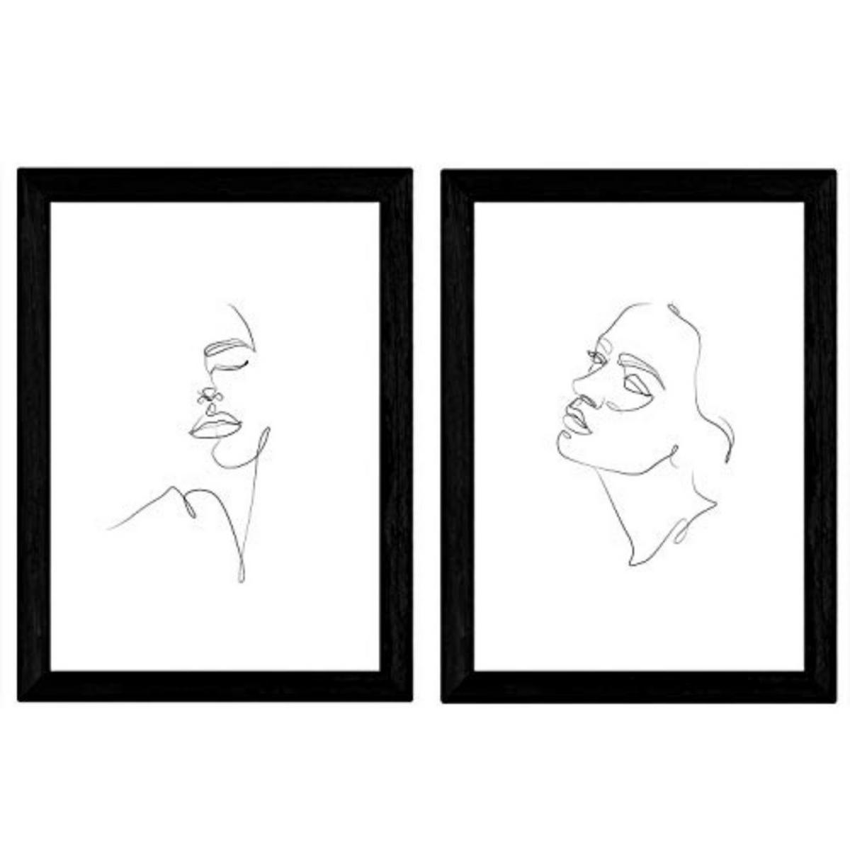POSTER Set Mit 2 Single-Line Face Frau A3 Rahmenlos - Klar, Papier (29.7/5/42cm) - Nacnic