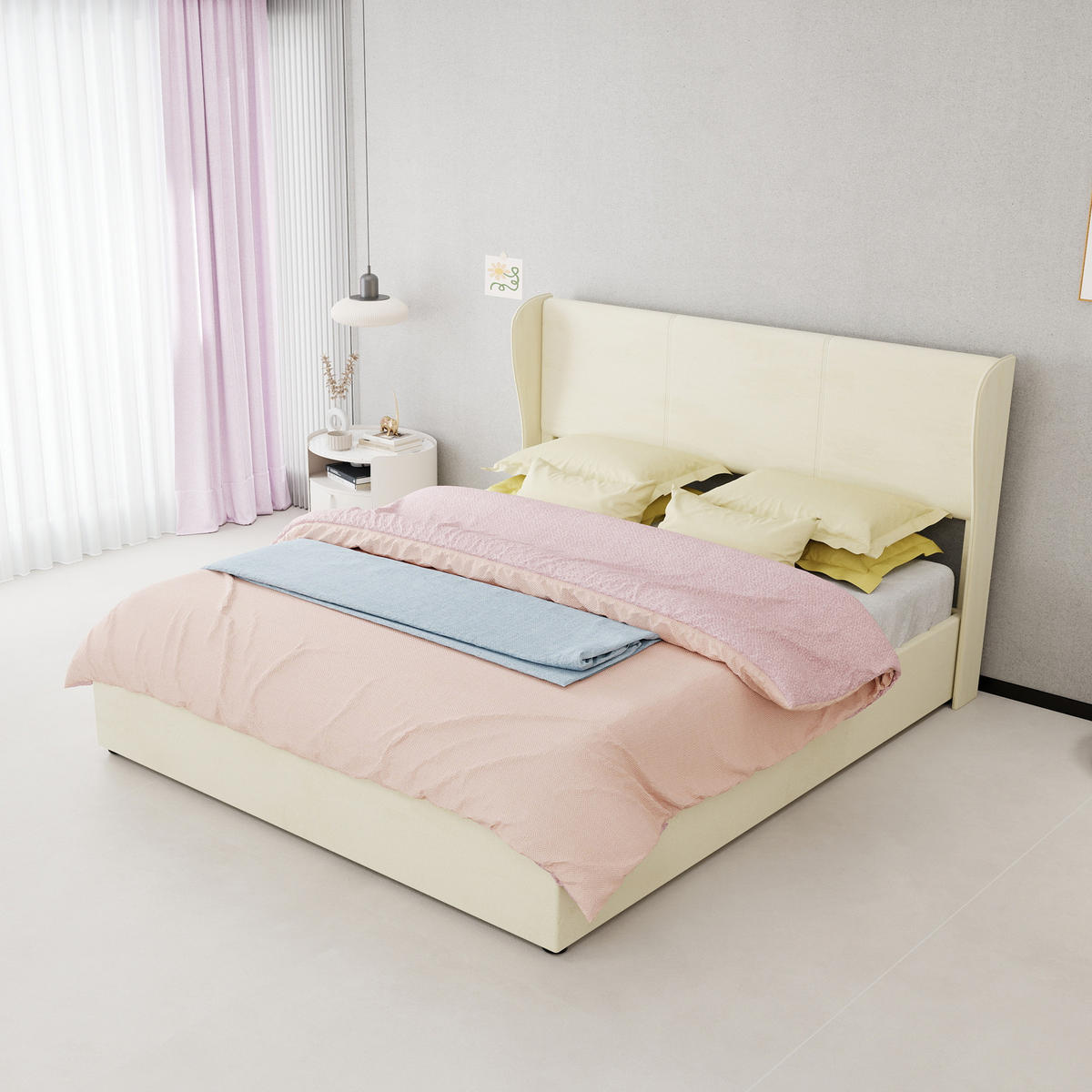 STAURAUMBETT 160/200 cm DE-32993 mit Gaslift-Stauraum und Matratze Beige - Beige, Metall (160/200cm) - ComfortXL