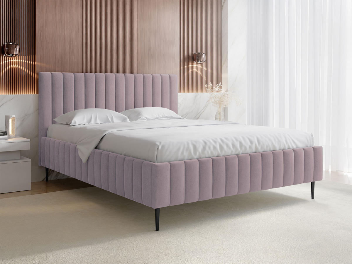 POLSTRBETT Lewezo Leg - Violett/Schwarz, Holzwerkstoff/Textil (140/200cm) - MIRJAN24
