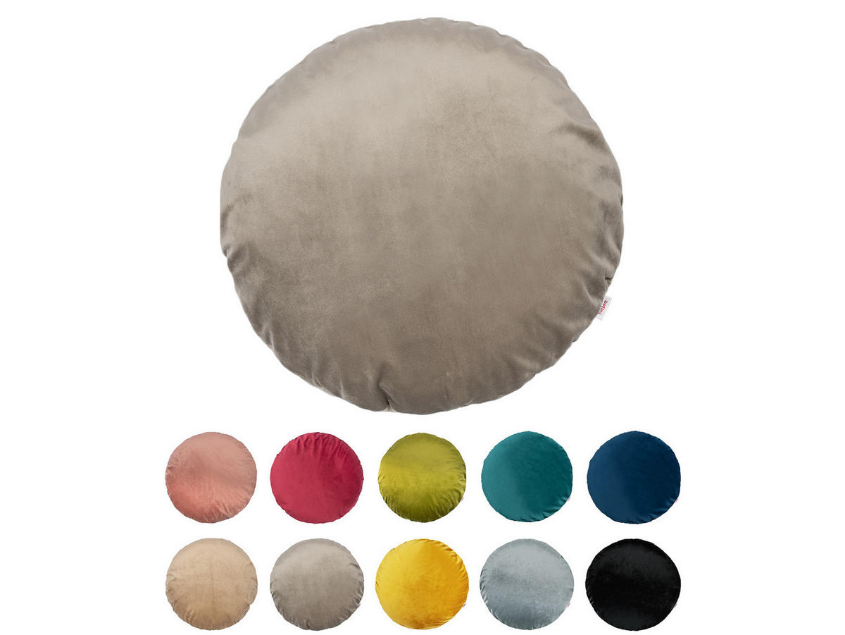 KISSENHÜLLE Rund Samt&Sonders taupe 40 cm Ø - Taupe, Textil (40/40cm) - beties Heimtextil