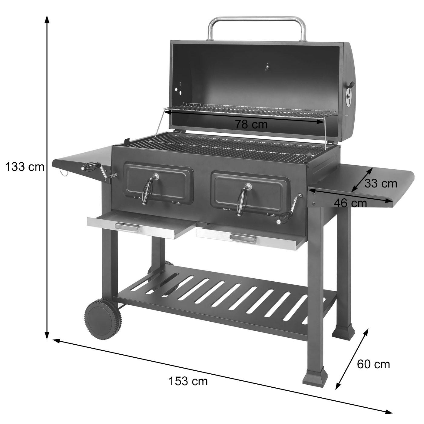 HOLZKOHLEGRILL Schwarz - Schwarz, Metall (153/133/60cm) - MCW