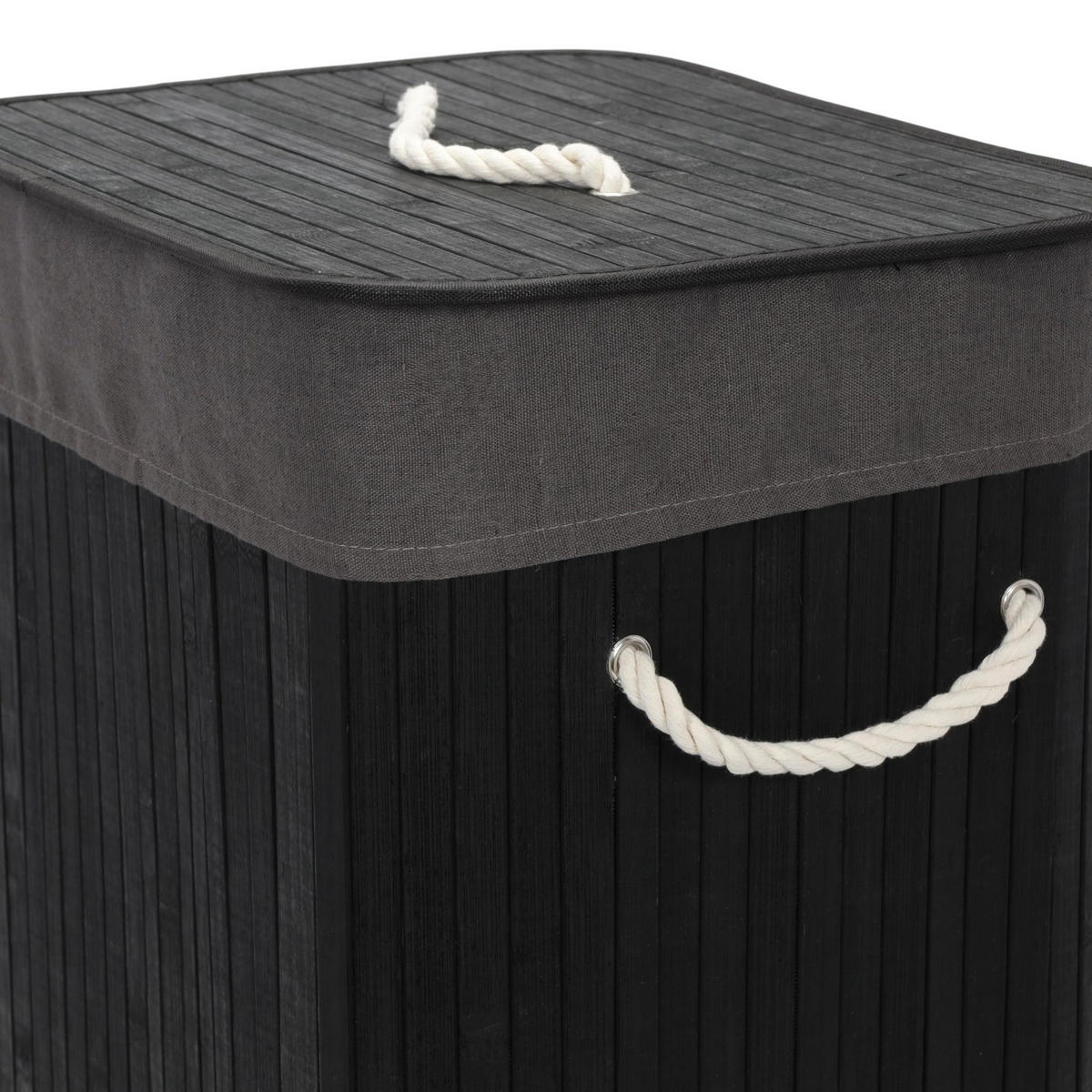 WÄSCHKORB Bambus Sade 80 l - Schwarz, Naturmaterialien (32/60/42cm) - NUXIO