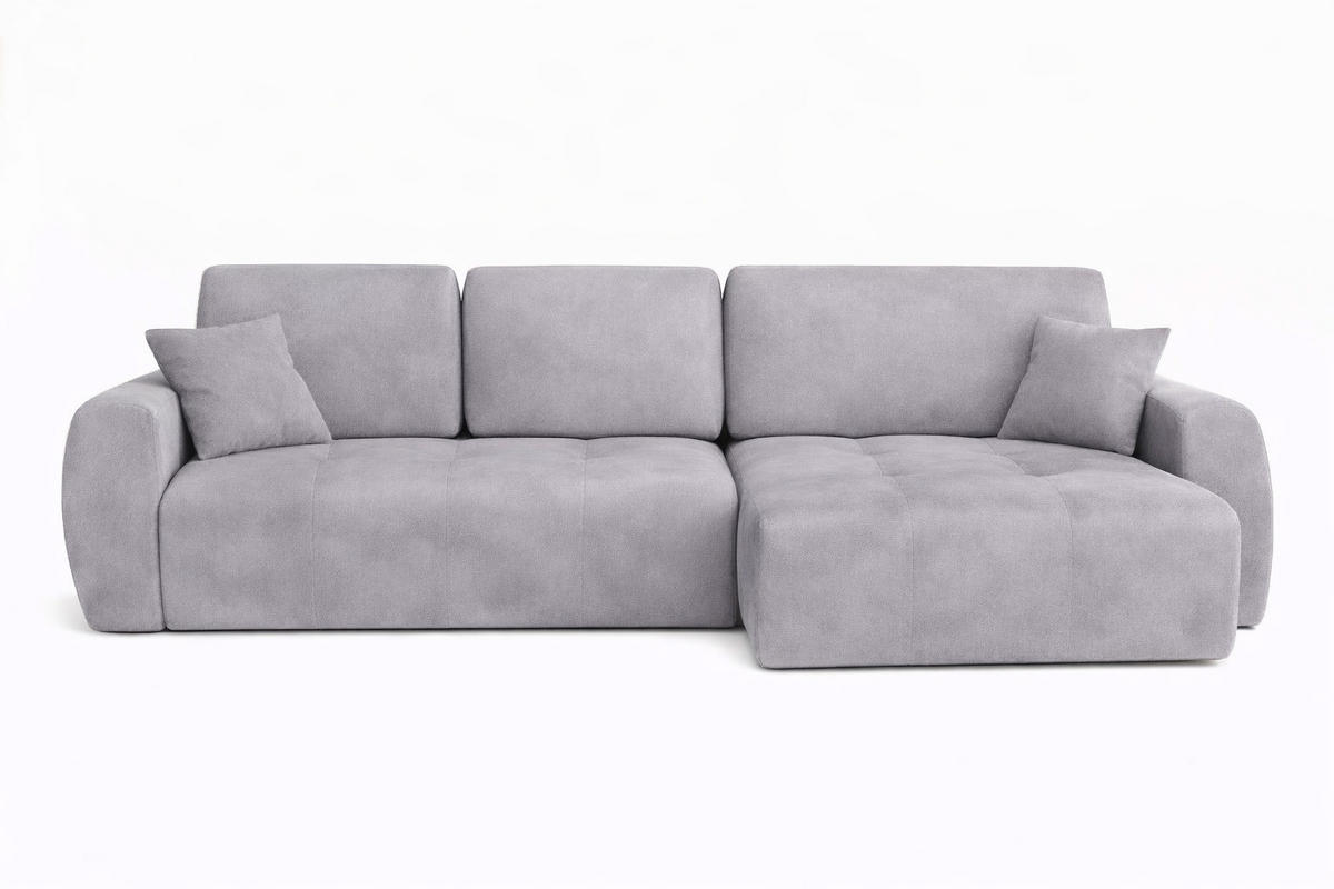 ECKSOFA Mit Schlaffunktion Und Bettkasten L-Form Ivo L, Veloursstoff Salvador, Grau, Rechts - Grau, Holz (250/142cm) - Kaiser Möbel