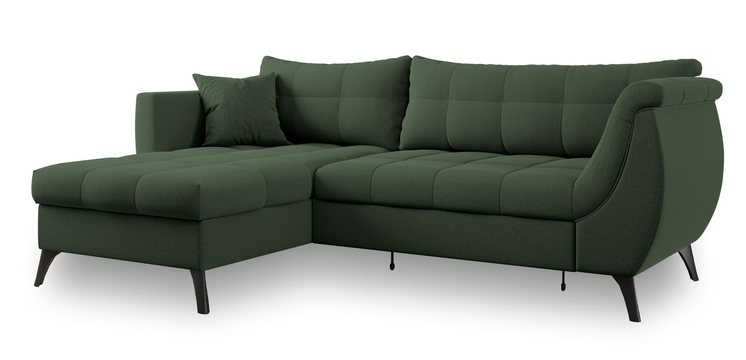ECKSOFA MOLLIS Grün Geflochtener-Stoff mit Schlaffunktion - Grün, Holz (241/154cm) - MASSENO