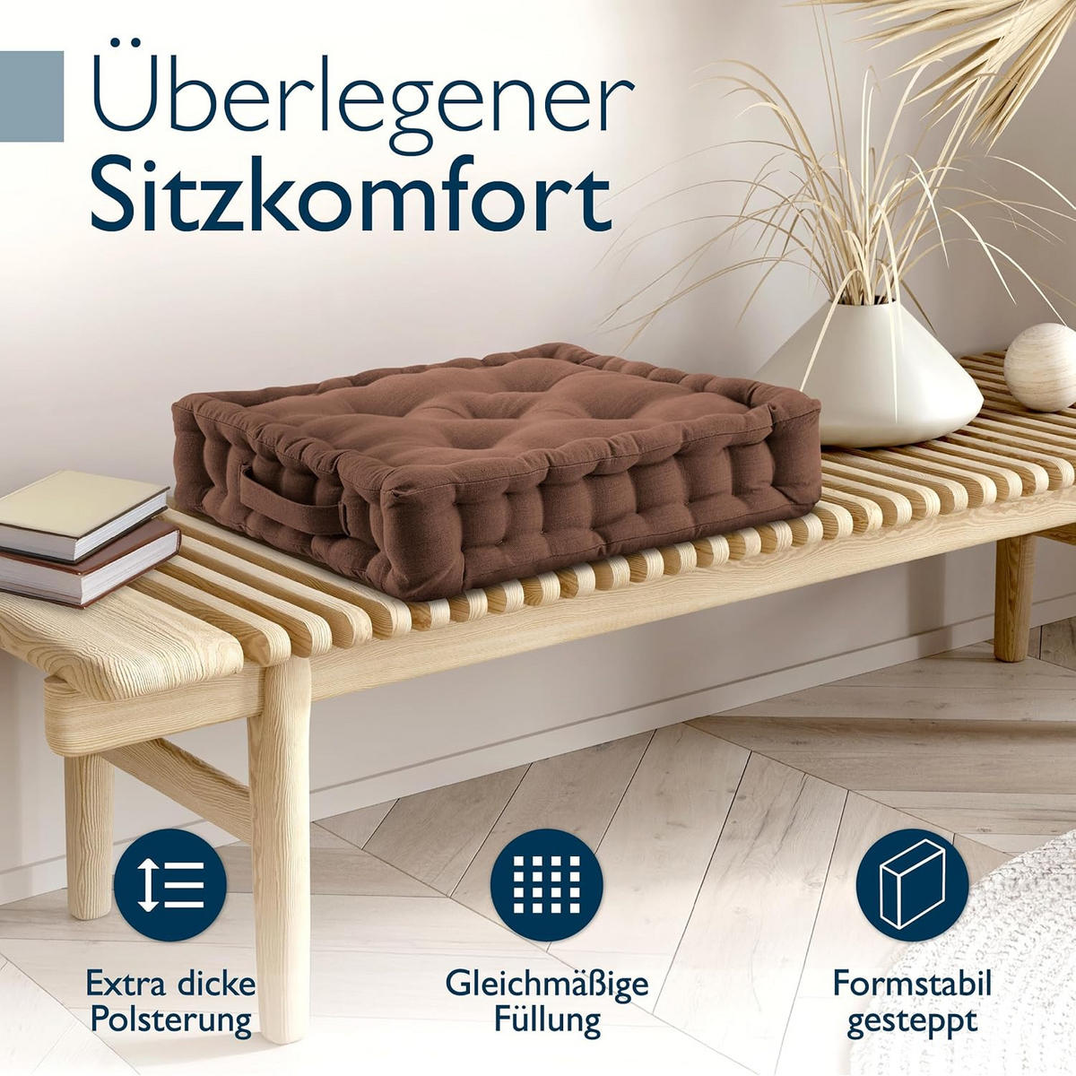 STUHLKISSEN Mila 50x50x10cm Braun (2tlg) - Braun, Textil (50/50/10cm) - Beautissu 