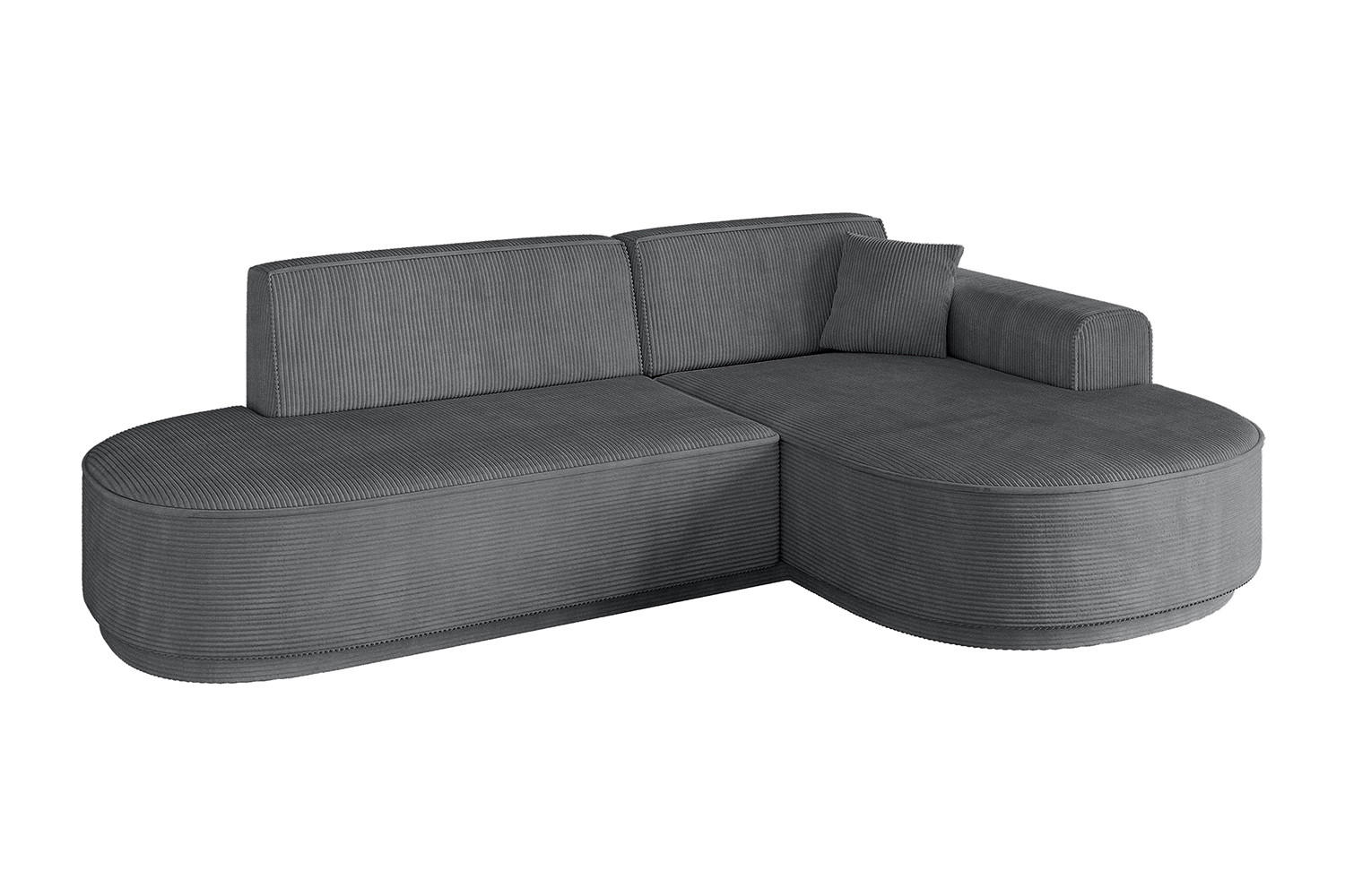ECKSOFA Ottomane Rechts MARI-L1 - 232x163x81 cm Dunkelgrau Cord - Dunkelgrau/Schwarz, Holzwerkstoff/Kunststoff (234/163cm) - ALTDECOR