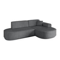 ECKSOFA Ottomane Rechts MARI-L1 - 232x163x81 cm Dunkelgrau Cord - Dunkelgrau/Schwarz, Holzwerkstoff/Kunststoff (234/163cm) - ALTDECOR