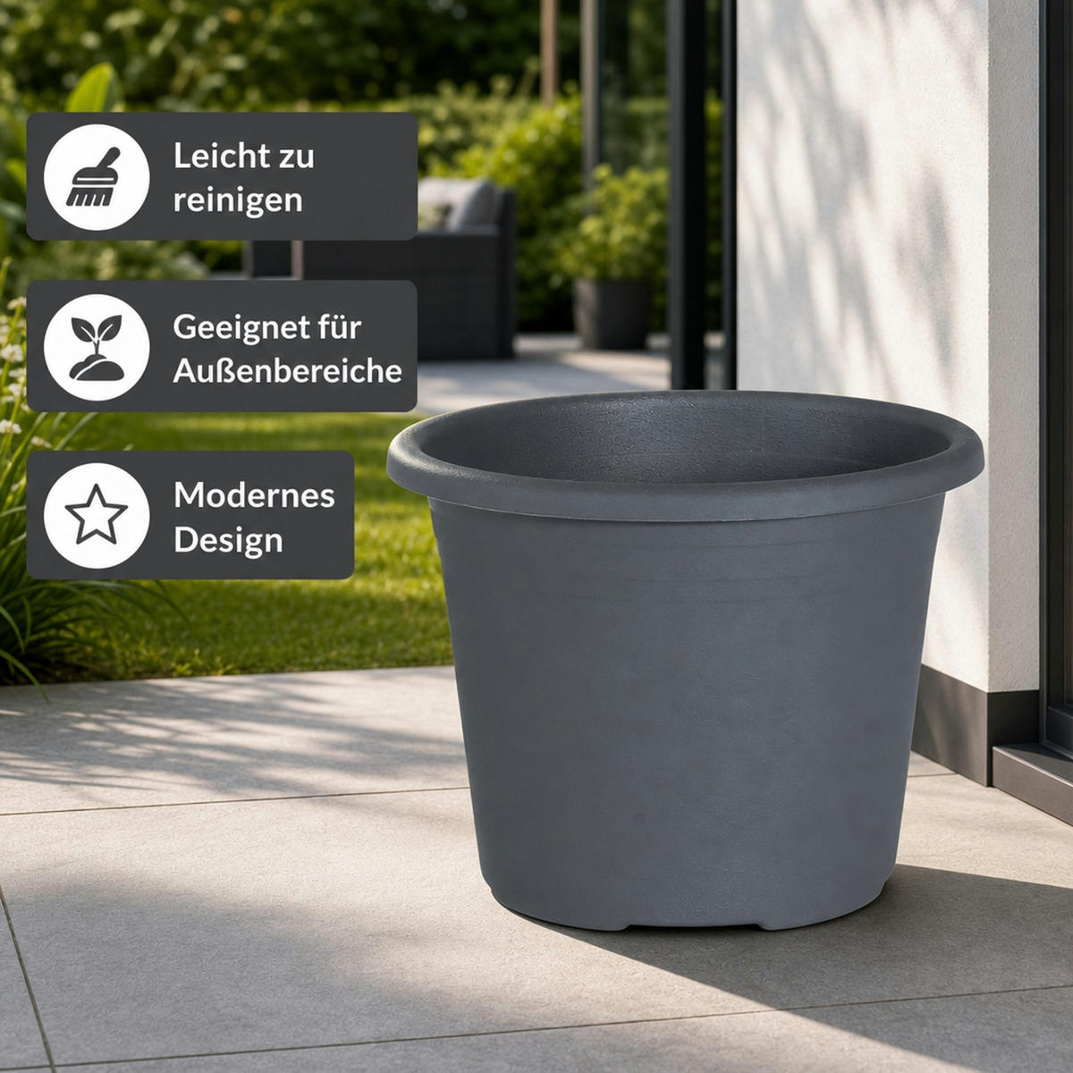 BLUMENTOPF CYLINDRO - Anthrazit, Kunststoff (60/65cm) - BONI-SHOP