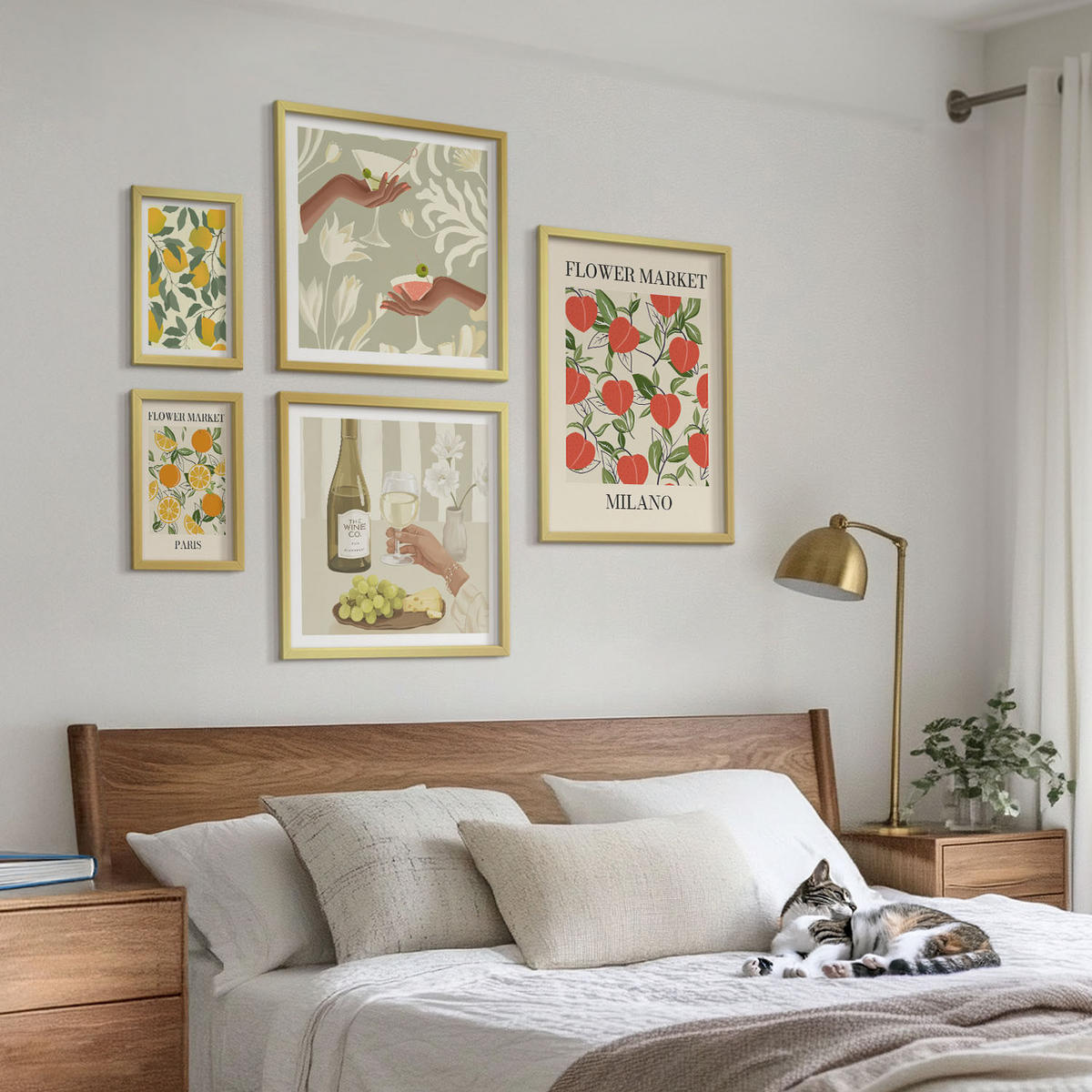 BILDER SET 5er Set - 50x50 cm & 20x30 cm & 40x60 cm Goldrahmen - Strandmotive, Muscheln, Wellen - Goldfarben, Kunststoff (40/60cm) - TULUP